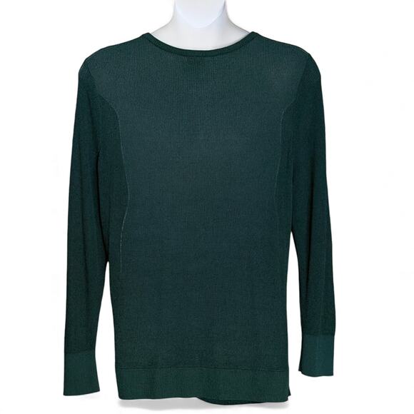 Chico’s XL Emerald Green Tunic Sweater — Flattering Twist Hem Easy Holiday Style - Picture 5 of 7